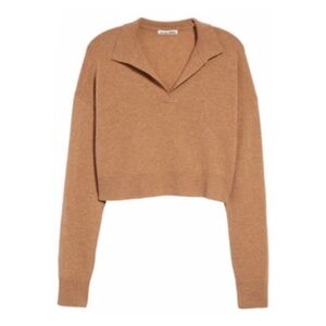 NEW Reformation Cashmere Polo Sweater Camel Large